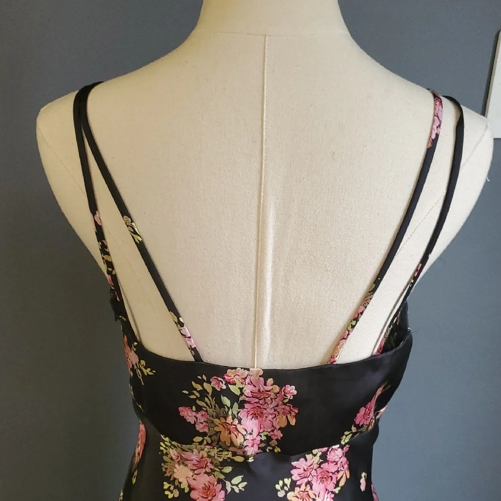 Zara Black  Slip Dress with Pink Floral Design - Picture 7 of 12